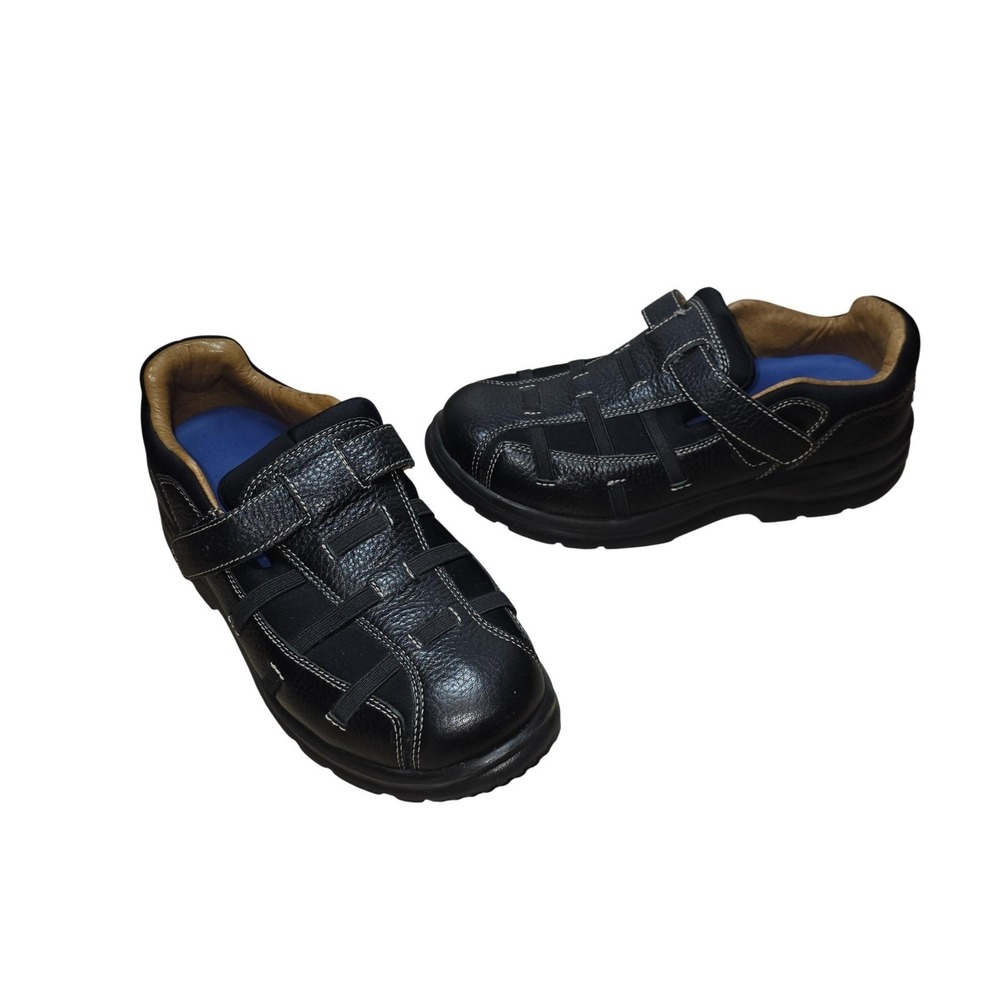 Dr. Comfort Betty Fisherman Shoes Women 6 W Black Leather Strap Comfort